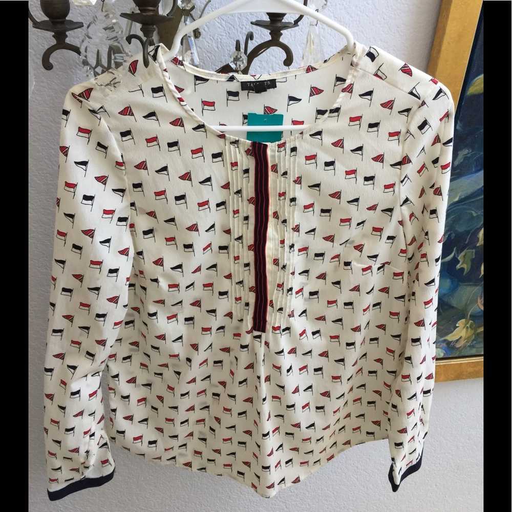 Talbots flag patriotic ladies blouse size 10P